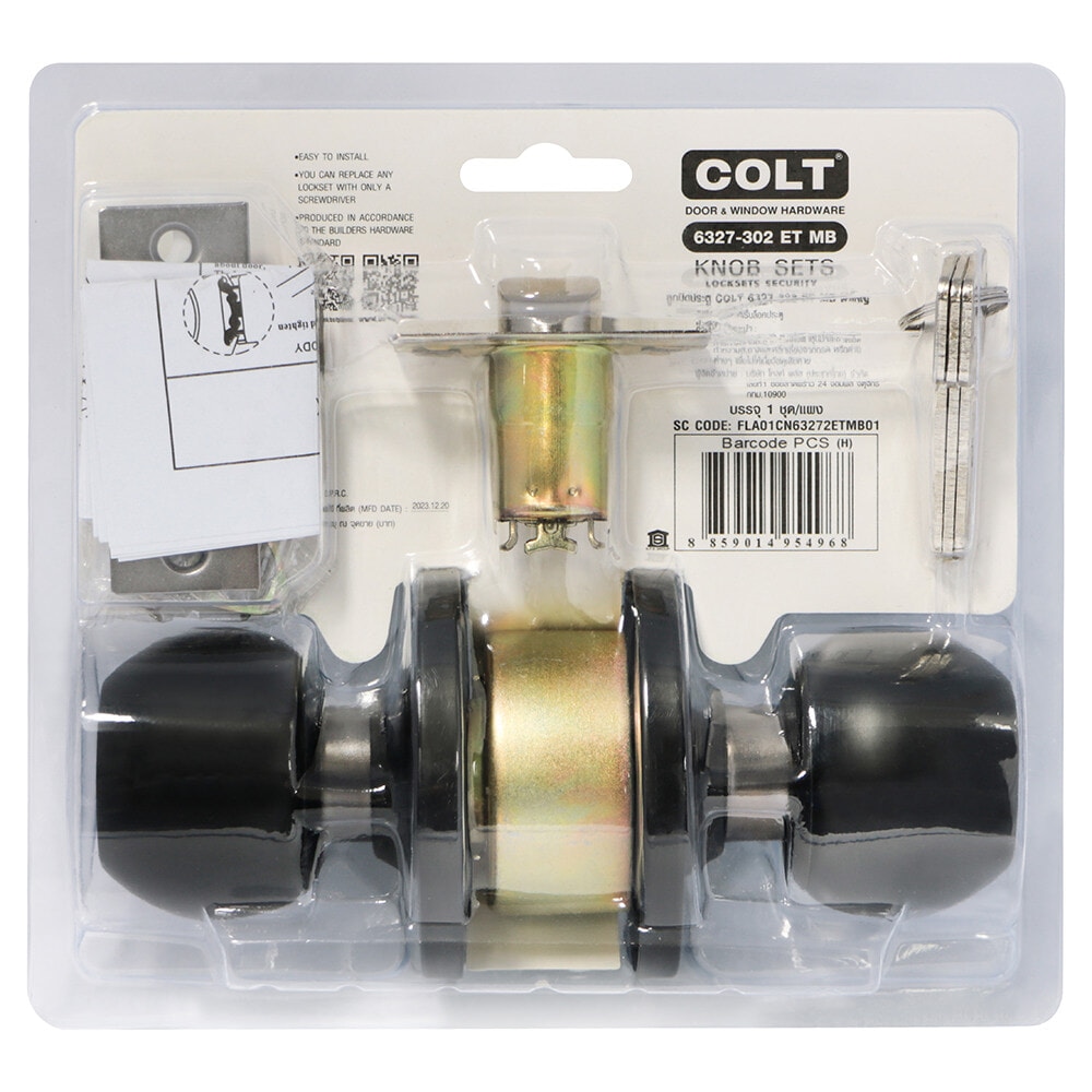 COLT ลูกบิดประตู รุ่น 6327-302 สีดำ ฝาใหญ่