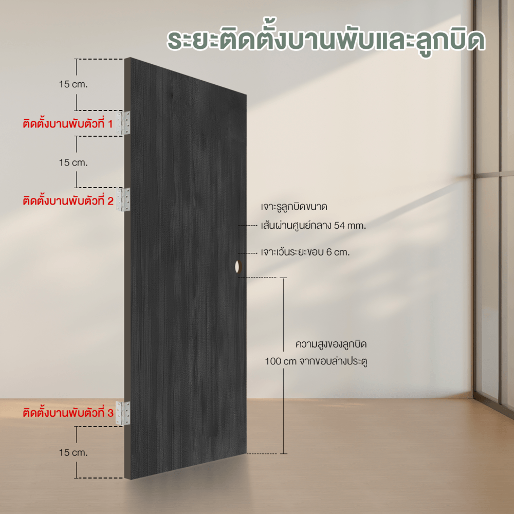HOLZTURประตูปิดผิวพีวีซี บานทึบเรียบ PVC-F01-YC09 80x200ซม. สีโมค่า