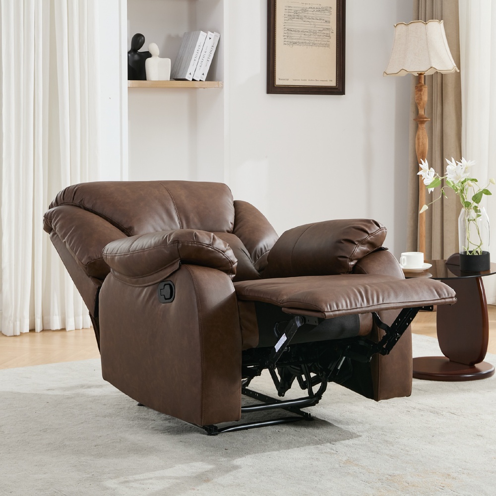 PULITO เก้าอี้พักผ่อนหนังสังเคราะห์ 1 ที่นั่ง รุ่น DENZEL ขนาด 87x97-167x101-78 ซม. สีน้ำตาล
