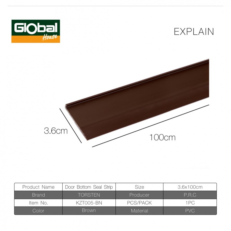 TORSTEN เส้นกันแมลงพีวีซี แถบกาว รุ่น KZT005-BN 100ซม. สีน้ำตาล