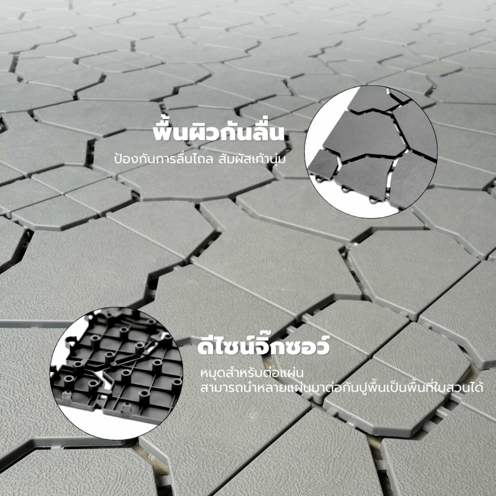 Primo แผ่นกันลื่น PVC ลายหินใหญ่ (4ชิ้น/แพ๊ค) รุ่น Mountain BYF001-GY ขนาด 30×30 ซม. สีเทา