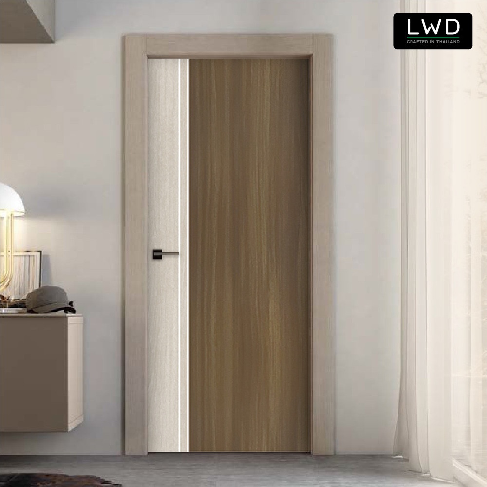 LWD ประตู UDoor UPVC สี Tango + Brownie Oak ยาแนวสีขาว ขนาด 3.5x80x200 ซม.