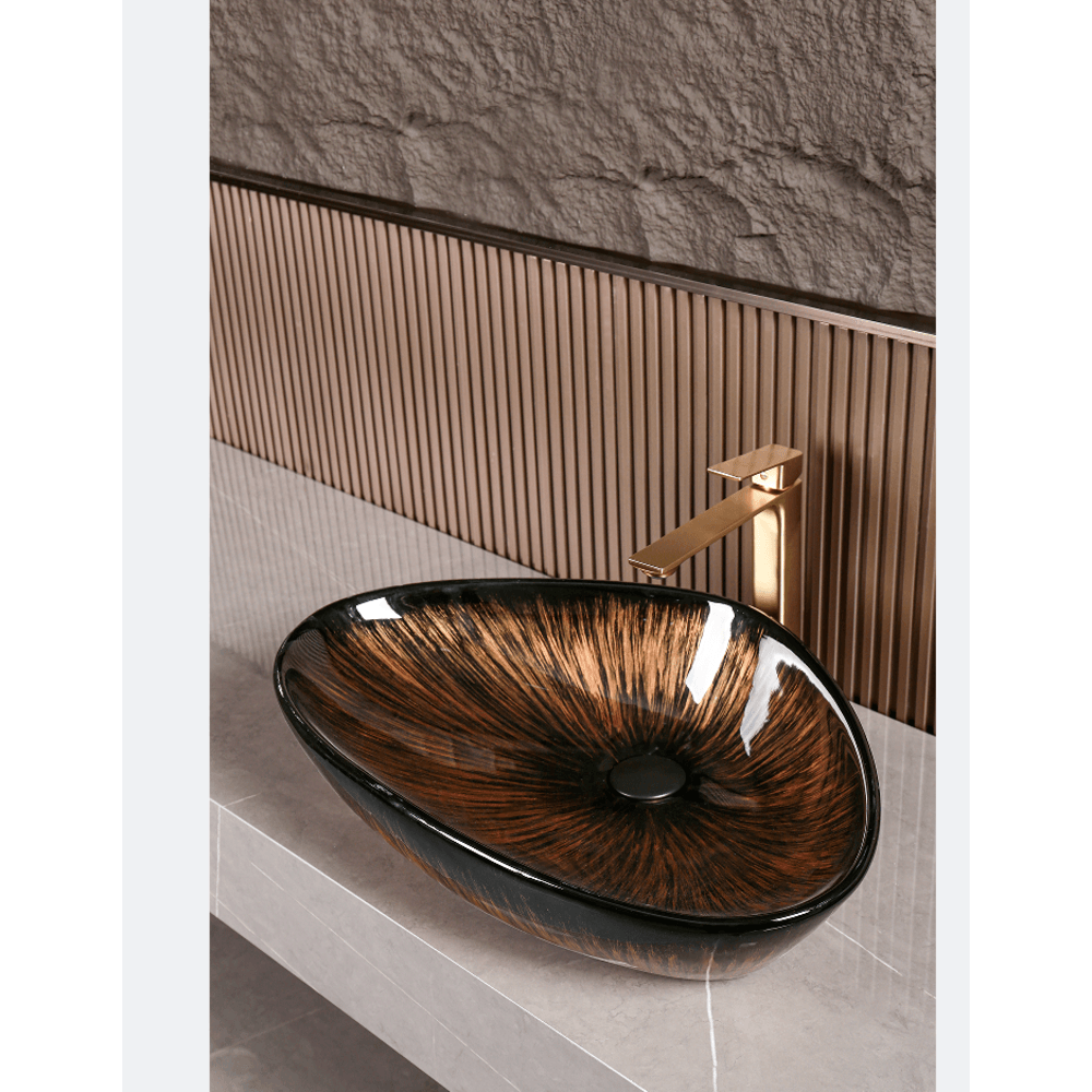 Verno อ่างวางบนเคาน์เตอร์ก๊อกนอกอ่าง ขนาด 60x39.5x14cm รุ่น Carara marble A170A-T07 ลายเส้น สีดำ
