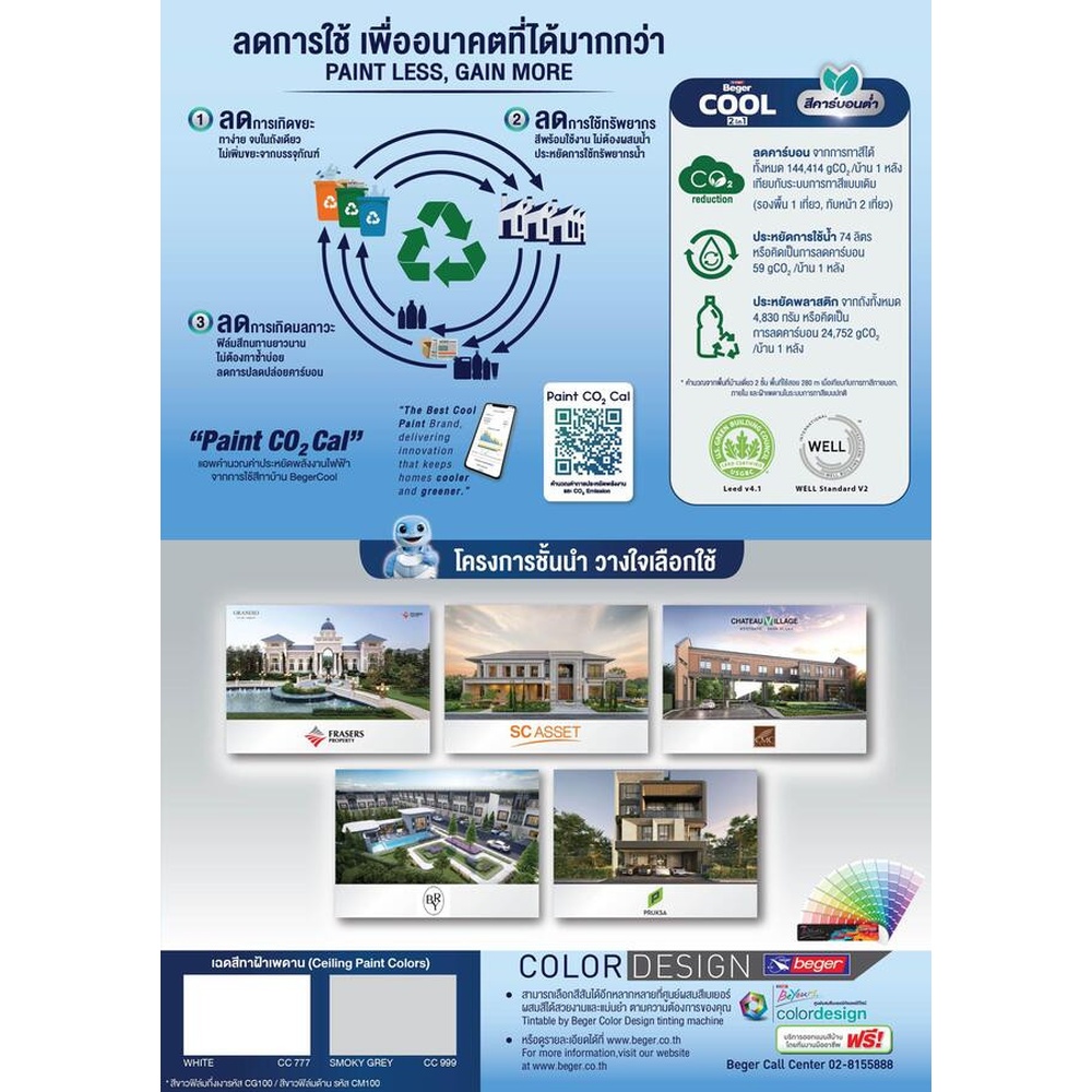 Beger สีน้ำผสมรองพื้นในตัว เบเยอร์คูล 2in1 ภายใน ด้าน 1GL เบส C