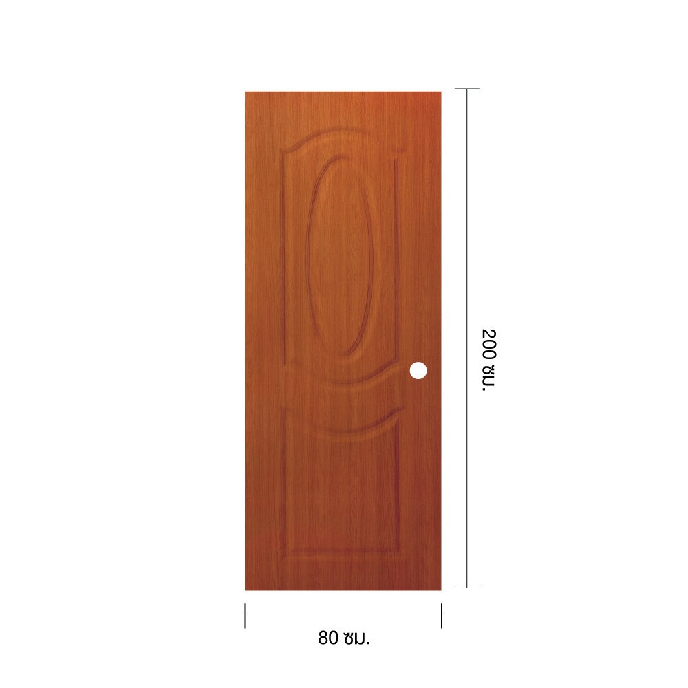 WELLINGTAN ประตูยูพีวีซี บานทึบลูกฟัก REVO LWNR004 80x200ซม. ORANGE TEAK (เจาะรูลูกบิด)