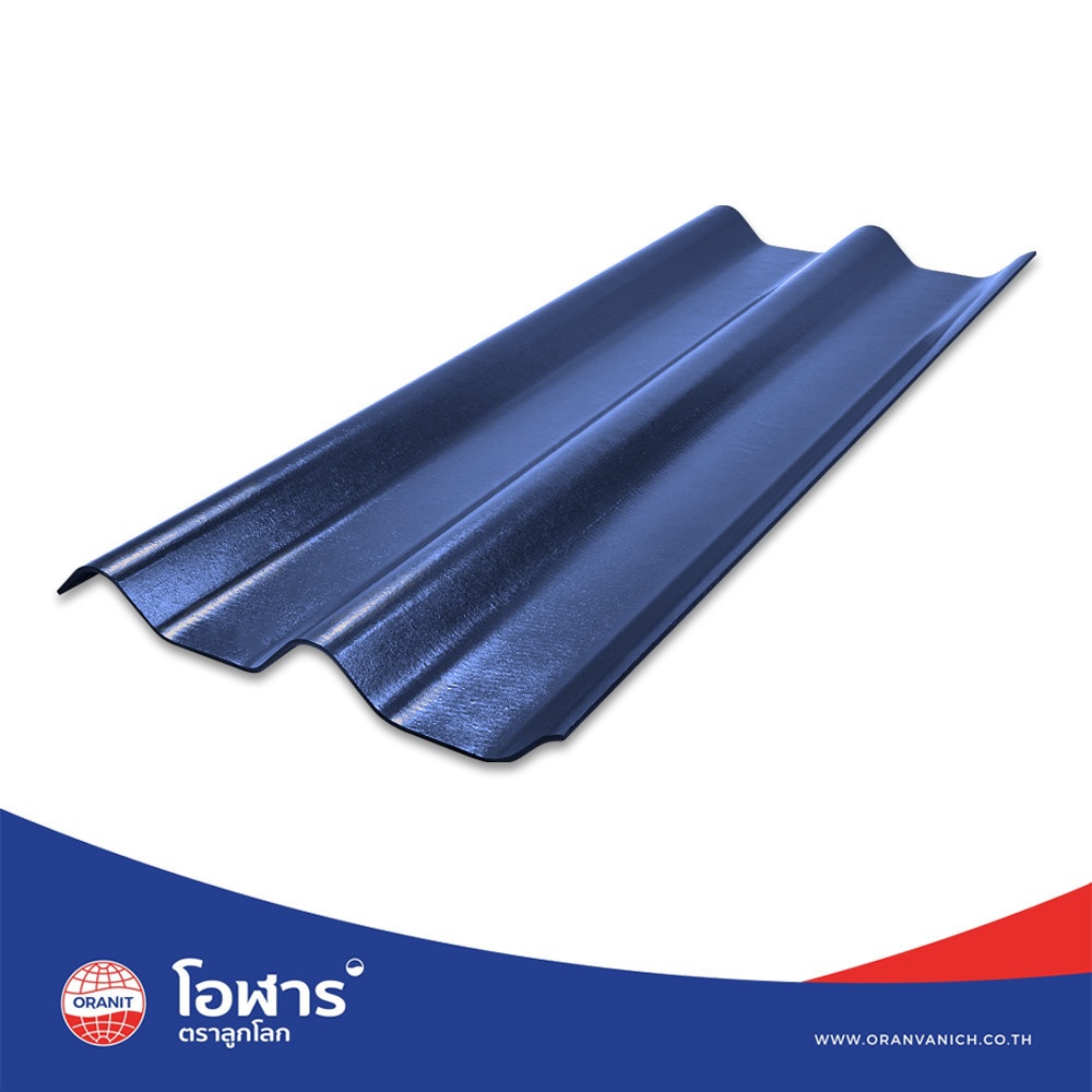 โอฬาร กระเบื้องหลังคาลอนคู่ 0.5x50x120 ซม. สีประกายน้ำเงินไพลิน