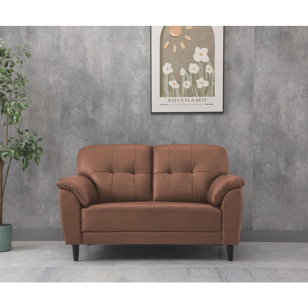 PULITO โซฟาหนัง PU 2ที่นั่ง 145x85x80 ซม. รุ่น AKY สีน้ำตาล