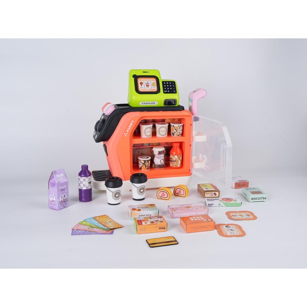TOYS ของเล่นเครื่องแคชเชียร์คิดเงินพร้อมอุปกรณ์กาแฟ รุ่น GJJ-H-94 ขนาด 46x13x27.5 ซม. คละสี