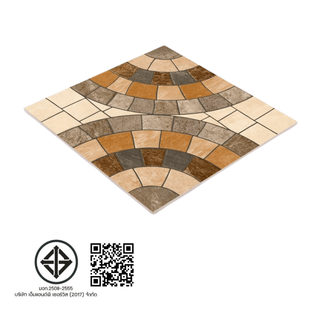 Marbella กระเบื้องเซรามิคปูพื้น 40X40 ซม. รุ่น ไซเคิล บล็อก บราว S407 Matt (12P)
