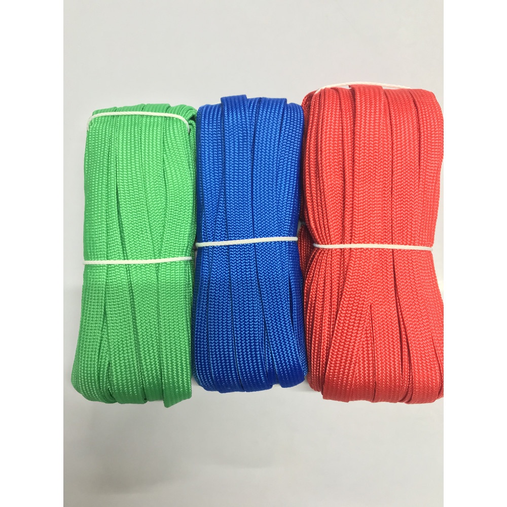 เชือกถักแบน ขนาด 20มม.สีเขียว ยาว 20 เมตร