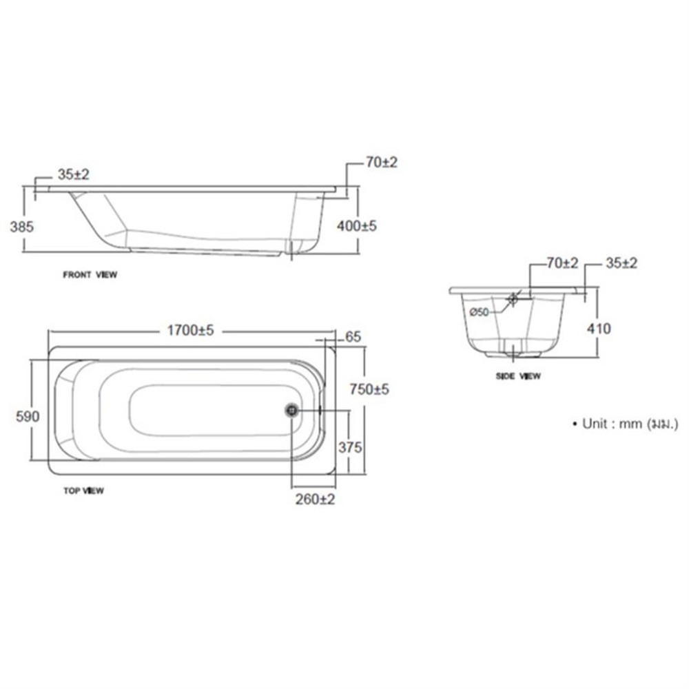 American Standard อ่างอาบน้ำแบบก่อ มีมือจับ รุ่น แอคทีฟ 70270G-WT