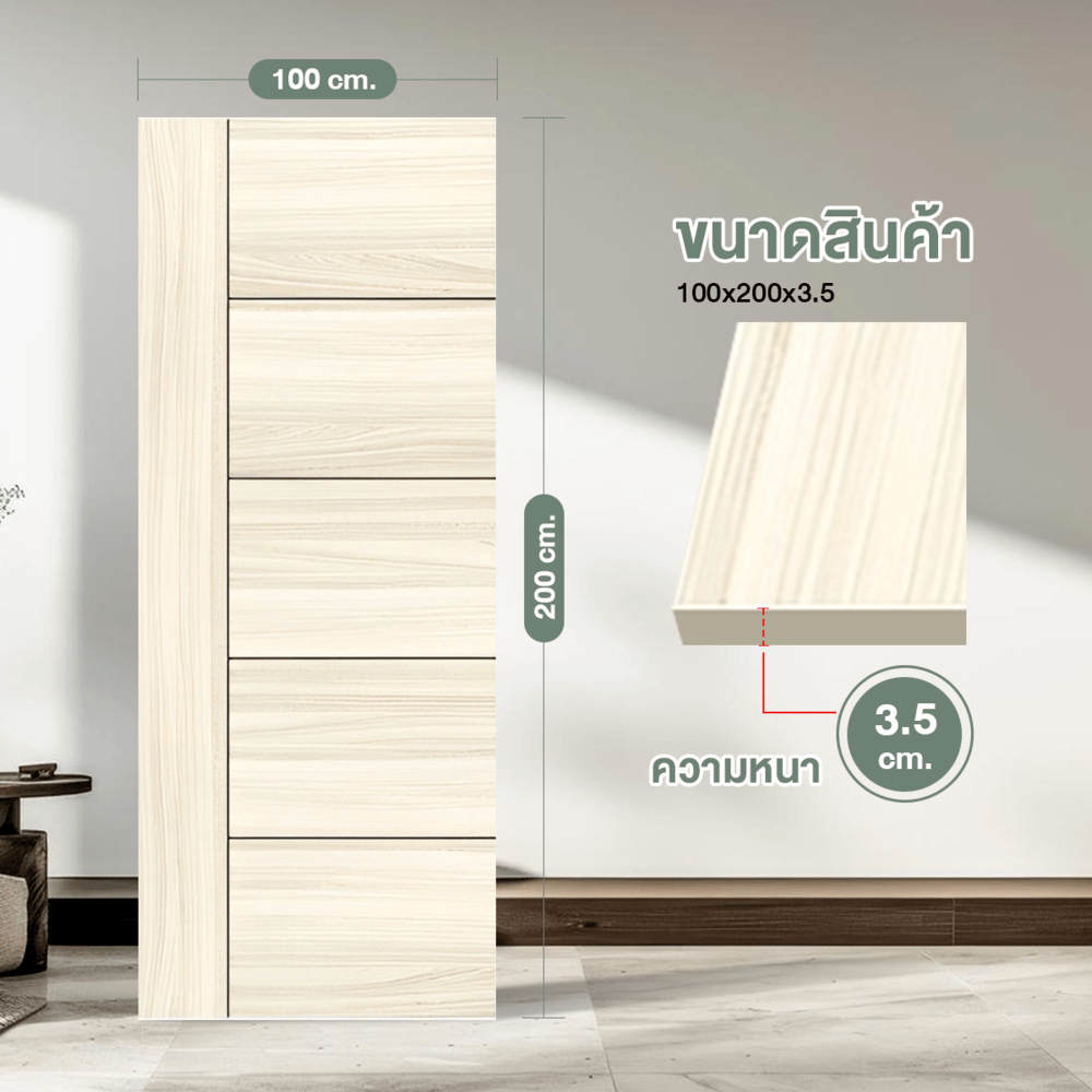 HOLZTUR ประตูปิดผิวเมลามีน HT1 100x200 ซม. X-WO สีไวท์โอ็ค