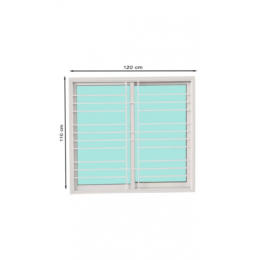 WELLINGTAN (LIKE) หน้าต่างอะลูมิเนียมติดเหล็กดัด บานเลื่อน SS N-ICWG1211-2P 120x110ซม. สีขาว พร้อมมุ้ง