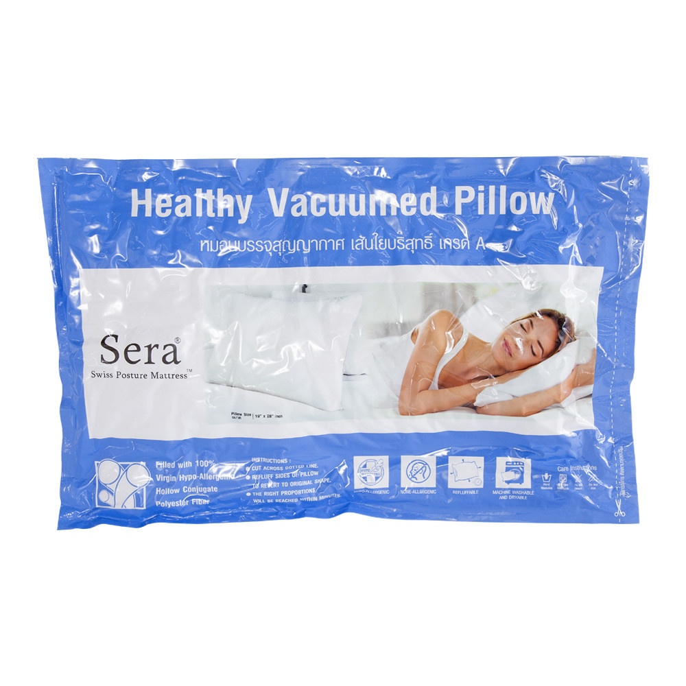 TRUFFLE หมอนหนุนสูญญากาศ รุ่น VACUUMED PILLOW 19x29นิ้ว(เส้นใย 900กรัม) สีขาว