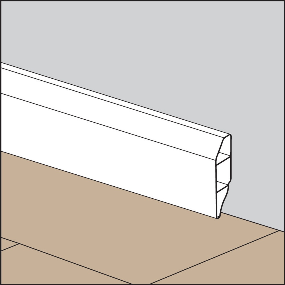 ลีโอวูด บัวพื้นไม้พลาสติกพีวีซี ปิดผิวPVC - เพิร์ลไวท์ 004-1 (ลบมุม) ขนาด 16x50x2000 มม.