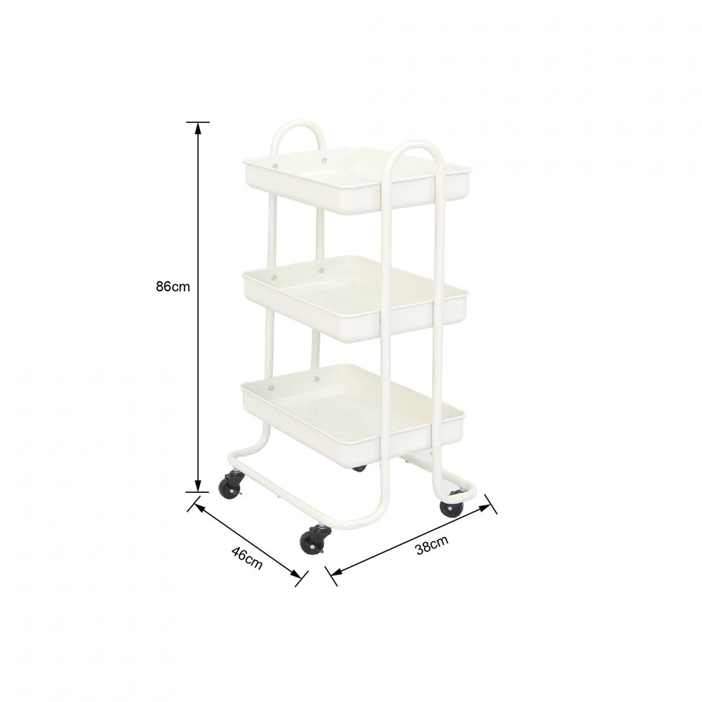 DELICATO รถเข็น 3 ชั้น รุ่น ASTRA-WHITE ขนาด 46x38x86 ซม. สีขาว
