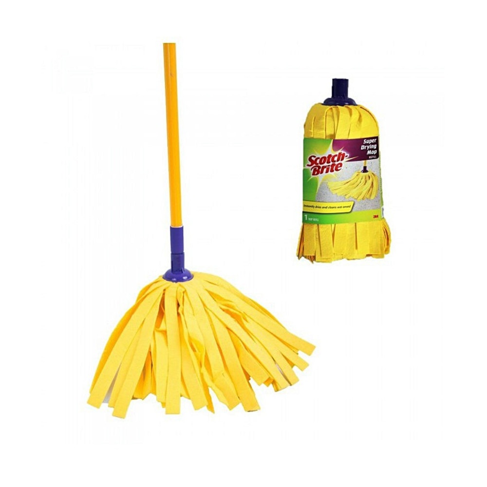 Scotch-Brite ม็อบถูพื้นไมโคไฟเบอร์ หัวจุก 10 นิ้ว  ขนาด 7x161x8 ซม. สีเหลือง