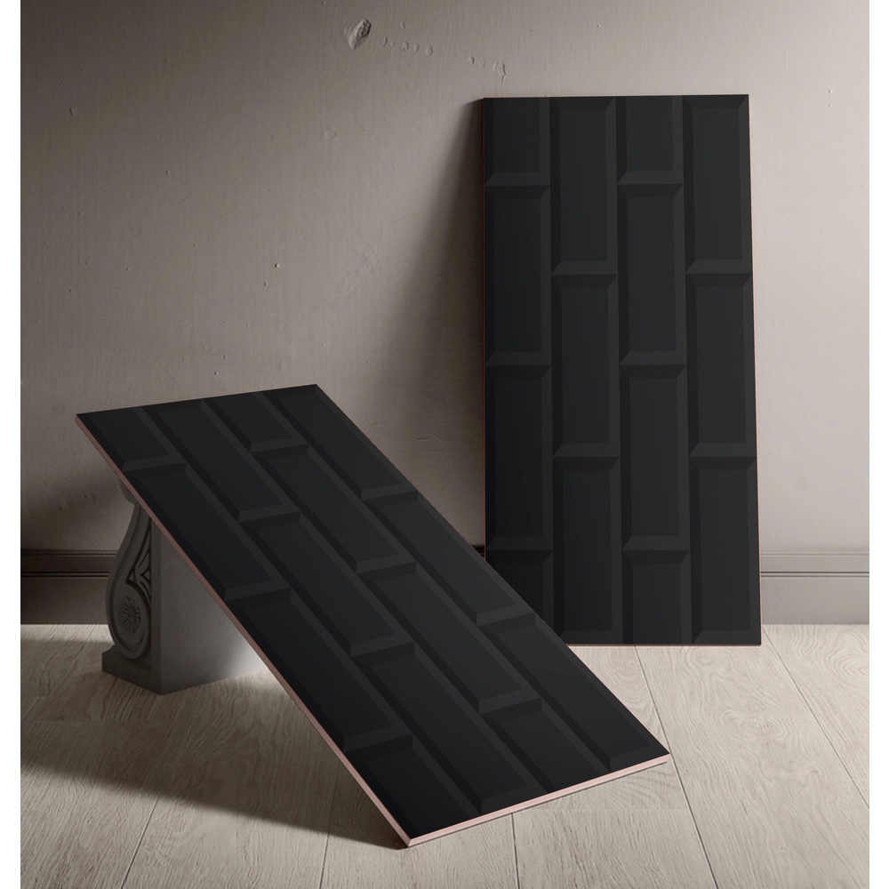 Marbella กระเบื้องเซรามิคปูผนัง 25X40 ซม. รุ่น บริค-แบล็ค SRE2510 Gloss (15P)