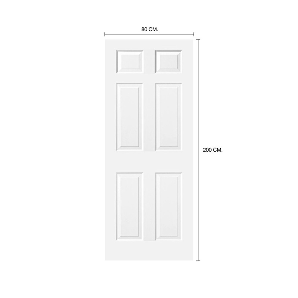 HOLZTUR ประตู HDF บานทึบลูกฟัก รุ่น 601 ขนาด 80x200 ซม. สีรองพื้นขาว (ไม่เจาะรูลูกบิด)