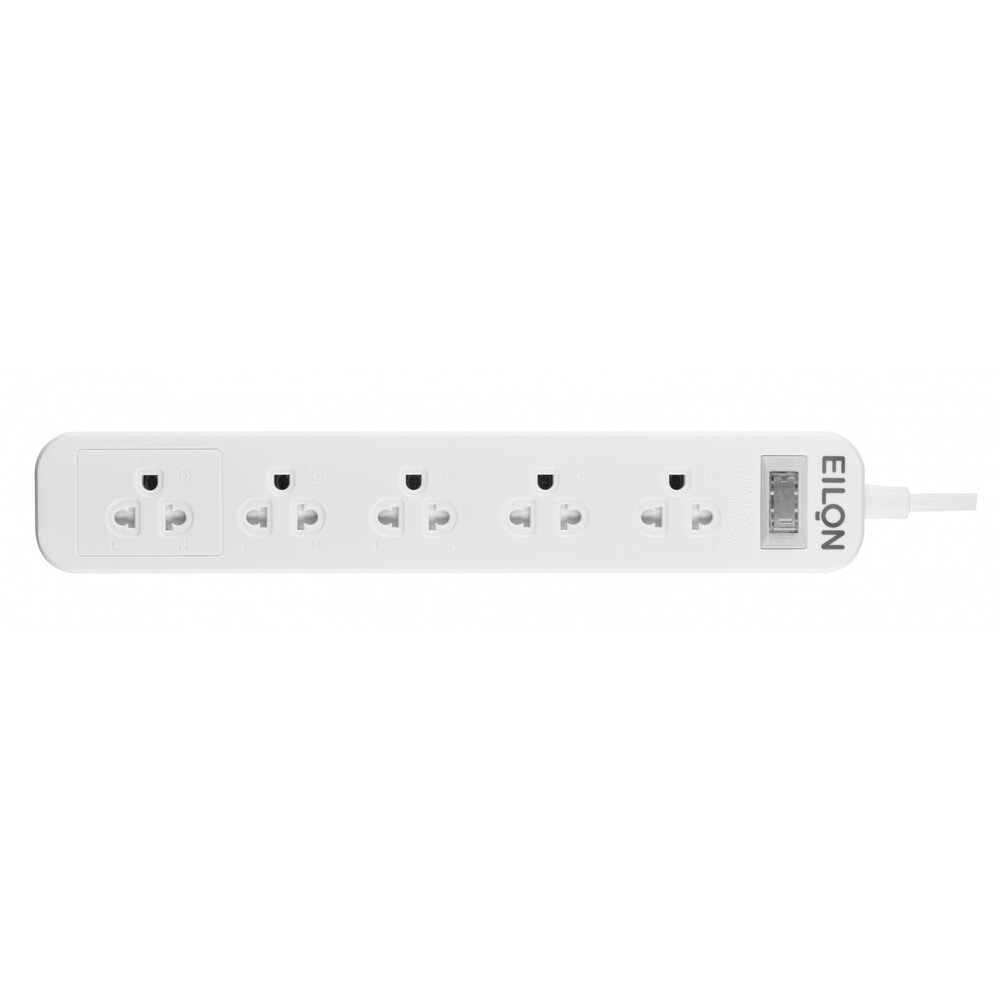EILON รางปลั๊กไฟ รุ่นMSC55THN-GHE  5ช่อง 1สวิตช์ 10A  2200W  5เมตร