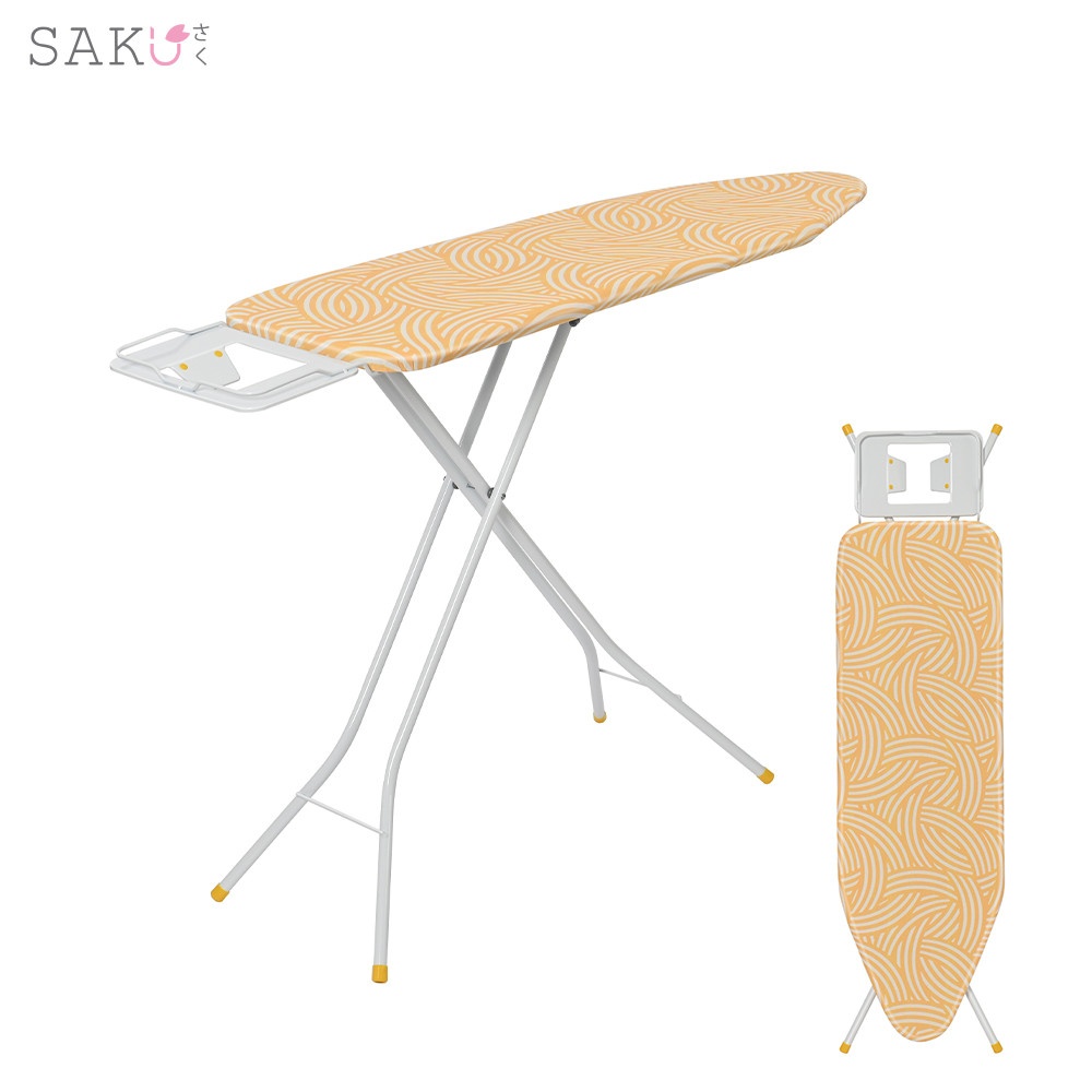 SAKU โต๊ะรีดผ้าแบบยืนรีด 4 ระดับ ธรรมดา รุ่น L1548HZ1-19 ขนาด 38x122x91ซม. สีเหลือง