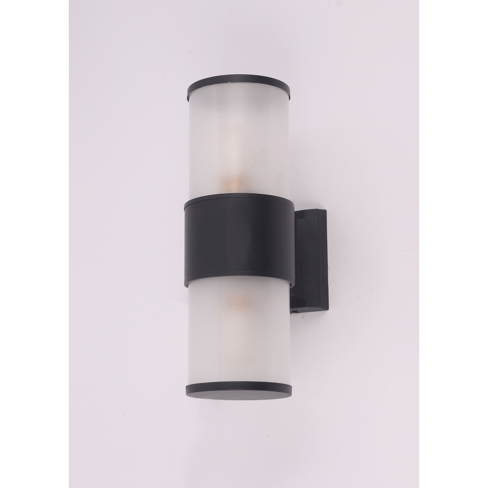 EILON โคมไฟติดผนังโมเดิร์น ทรงกระบอกกลม 2*E27 ขนาด 10.8x30cm IP65 รุ่น MVW027-D(B) สีดำ