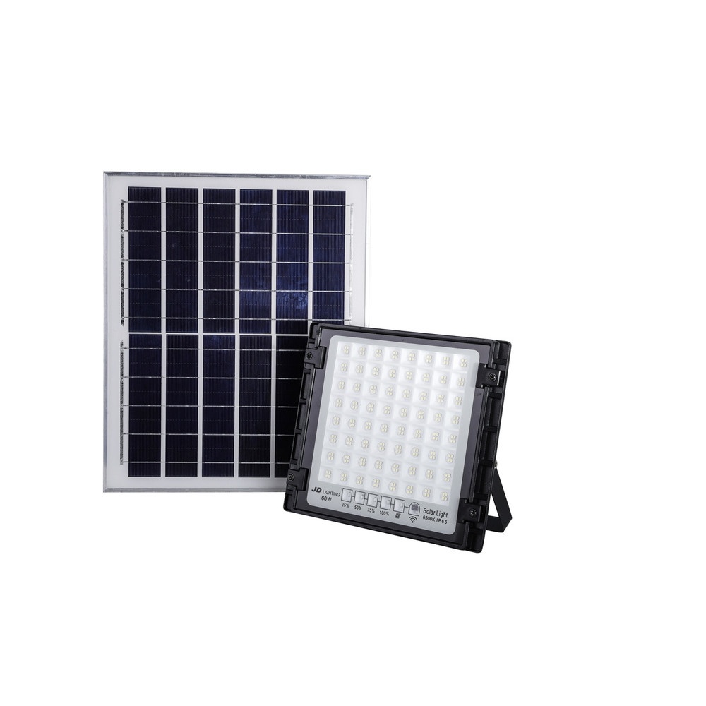 JD โคมไฟสปอร์ตไลท์โซลาร์เซลล์ 60W พร้อมรีโมท รุ่นJTGD-8860D +รีโมท IP65 แสงเดย์ไลท์