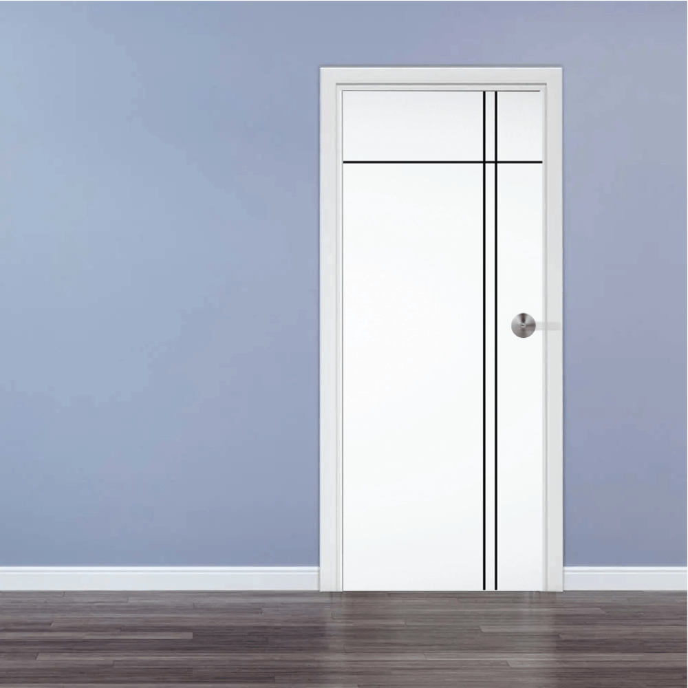 WELLINGTAN ประตูภายนอก UPVC เซาะร่อง รุ่น OK-008N ขนาด 80x200 ซม. สีขาว (เจาะลูกบิด)