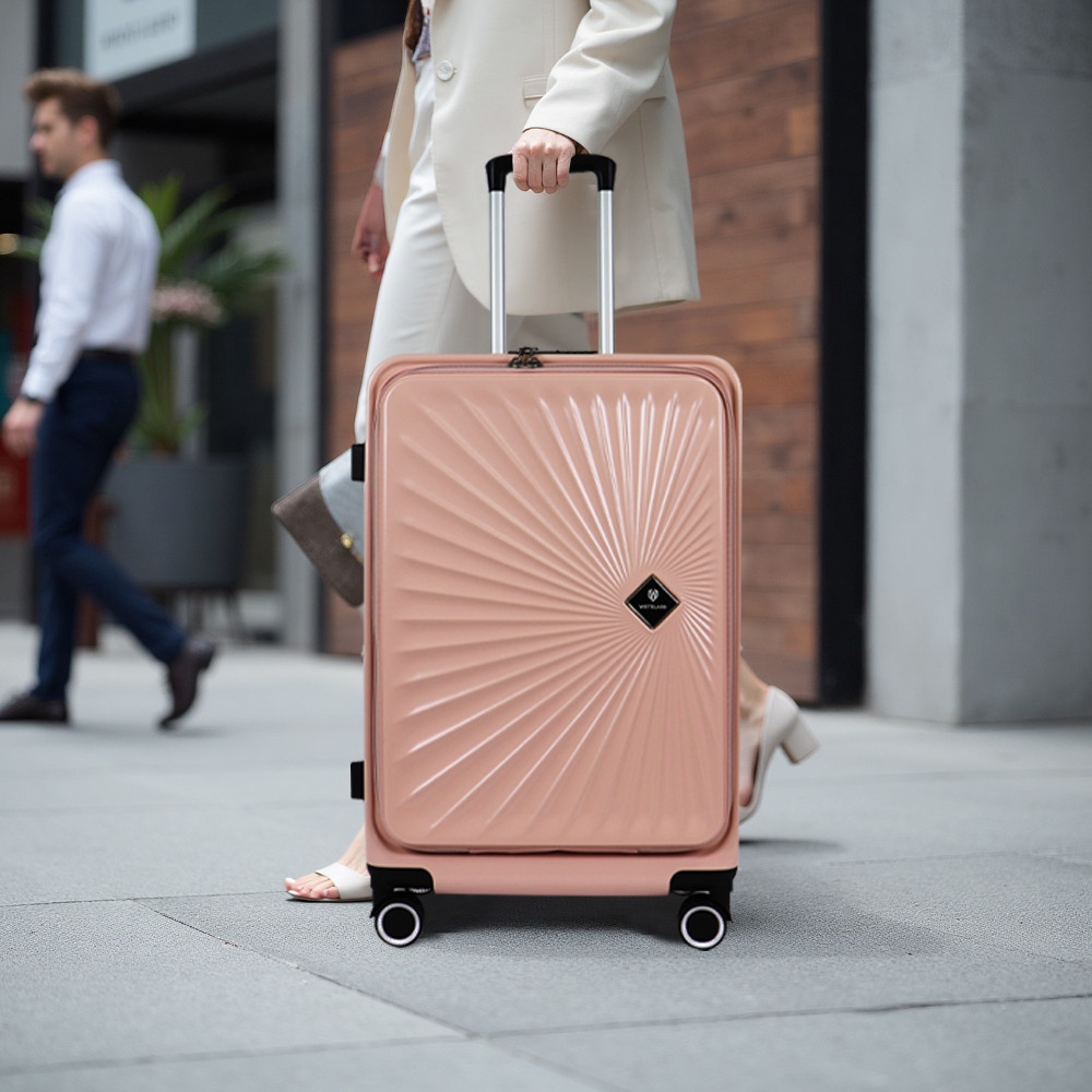 WETZLARS กระเป๋าเดินทาง ขนาด 28 นิ้ว พร้อมช่องใส่ของด้านหน้า รุ่น Blossom-01 ขนาด 29x51x70 ซม. สีชมพูทะเล