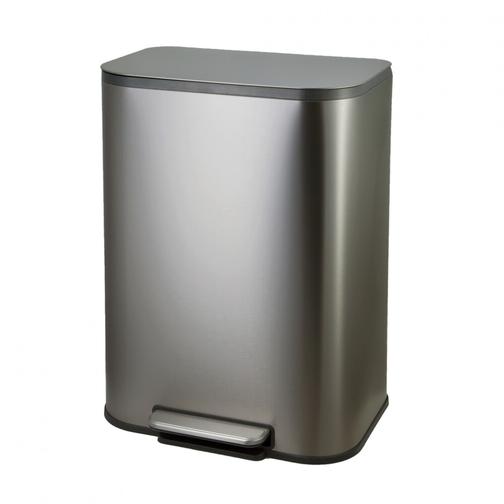 KLEANZY ถังขยะสเตนเลสเหยียบเหลี่ยม 50 ลิตร รุ่น 10161MS-50L-S ขนาด44.8x34.1x61.2 ซม. สีเงิน