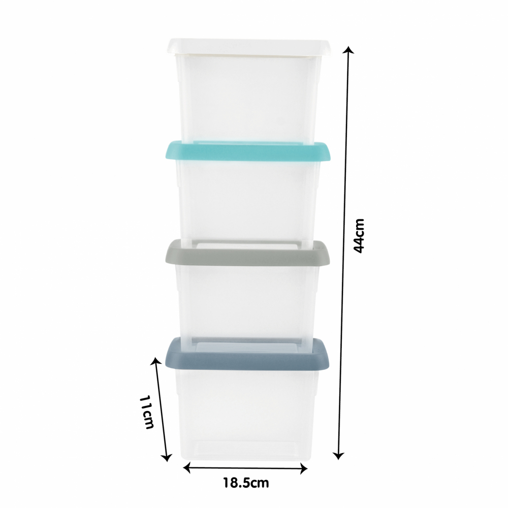 GOME ชุดกล่องเก็บของอเนกประสงค์ 1.5 ลิตร (4ชิ้น) รุ่น TG54798 ขนาด 18.5x12.5x23 ซม. สีใส