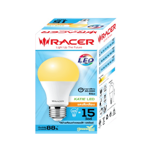 RACER หลอดไฟ LED Bulb E27 15W รุ่น KATIE  แสงวอร์มไลท์