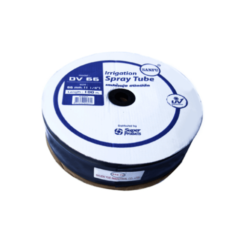 Super Products DV 66 เทปน้ำพุ่ง ชนิดมีปีก 66 มม. (1 1/4นิ้ว) 100 ม. 48ลิตร/ชม./เมตร