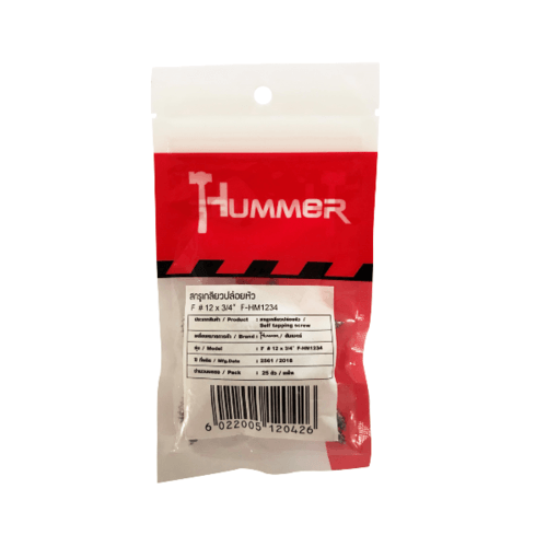 HUMMER สกรูเกลียวปล่อยหัว F-HM1234 ขนาด 12x3/4" (25ตัว/แพ็ค)