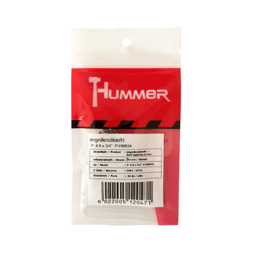 HUMMER สกรูเกลียวปล่อยหัว P-HM634 ขนาด 6X3/4" (25ตัว/แพ็ค)