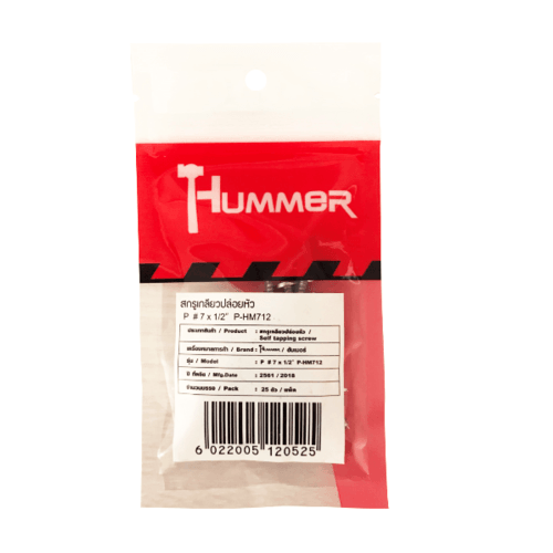 HUMMER สกรูเกลียวปล่อยหัว P-HM712 ขนาด 7X1/2" (25ตัว/แพ็ค)
