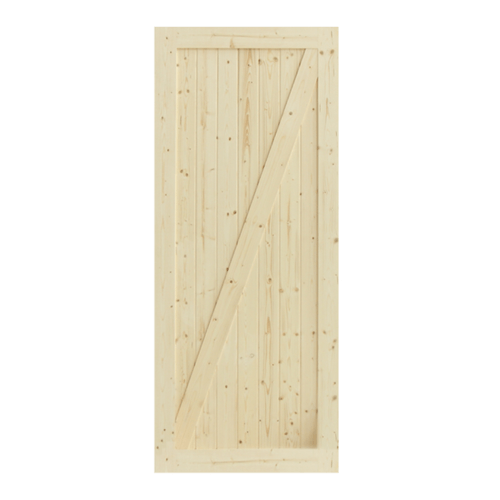 GREAT WOOD ประตูไม้สน บานทึบทำร่อง รุ่น PW-SK07-1G ขนาด 80x200 ซม.