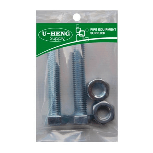 สกรูพร้อมน็อต 1/2x4 (2 ชิ้น/แพ็ค) uheng