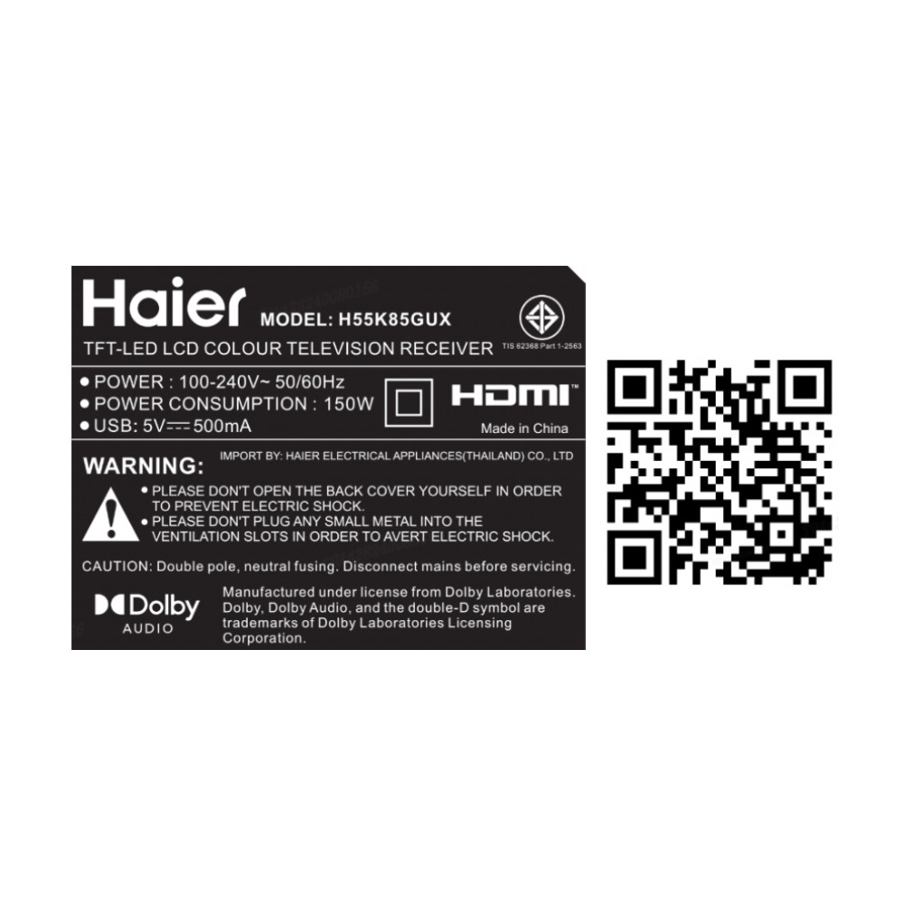 HAIER UHD 4K TV ขนาด 55 นิ้ว รุ่น H55K85GUX