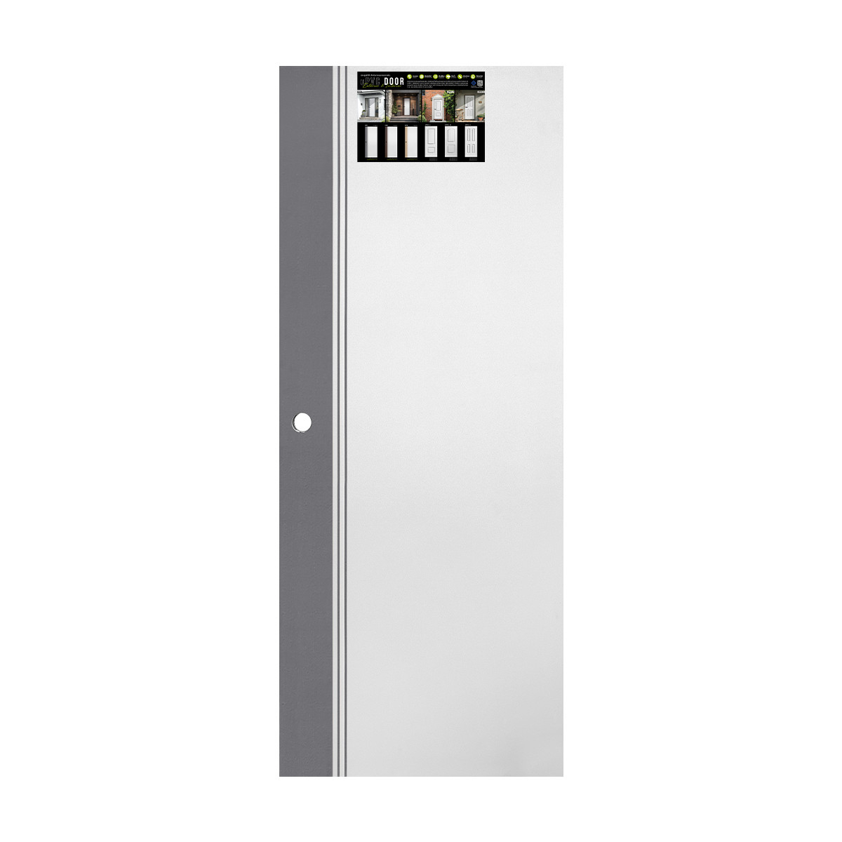 ECO-DOOR ประตู uPVC ภายนอก รุ่น ED1 ขนาด 80x200 ซม. สีทูโทน เทา-ขาว (เจาะลูกบิด)