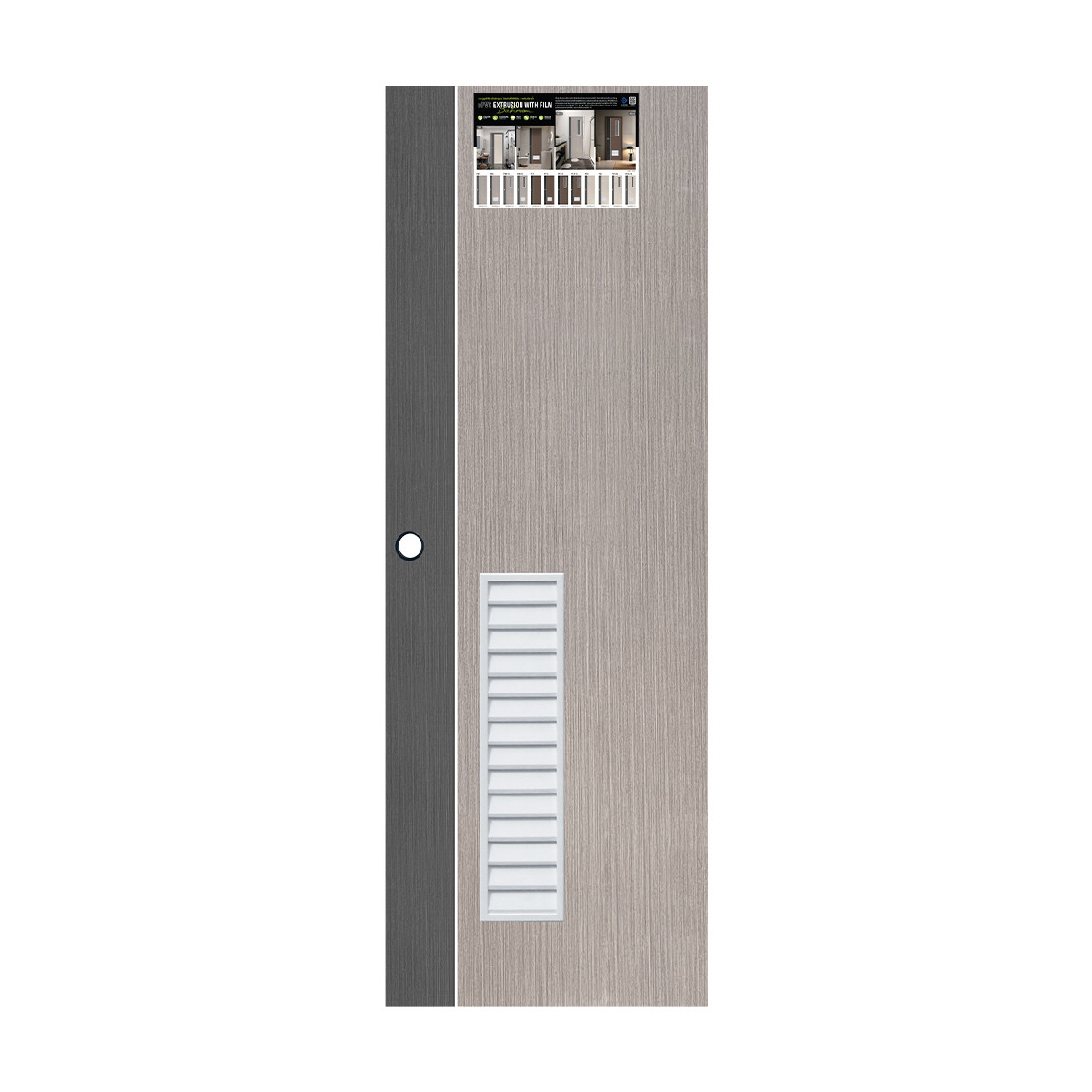 ECO-DOOR  ประตูภายใน UPVC เอ็กซ์ทรูชั่น  รุ่น PB3  ขนาด 70x200 ซม. สีเทา (เจาะลูกบิด)