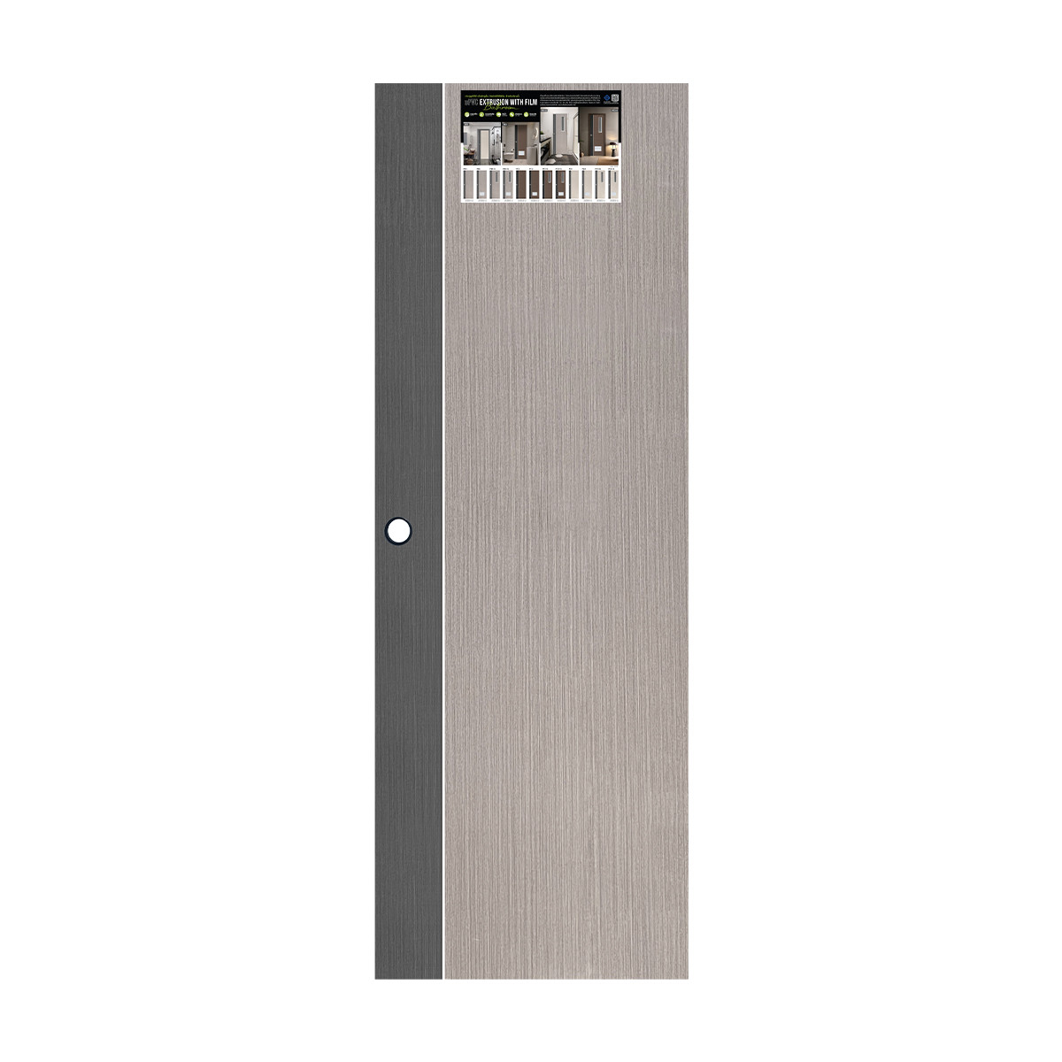 ECO-DOOR  ประตู UPVC เอ็กซ์ทรูชั่น  รุ่น PB1 ภายใน ขนาด 70x200 ซม. สีเทา (เจาะลูกบิด)