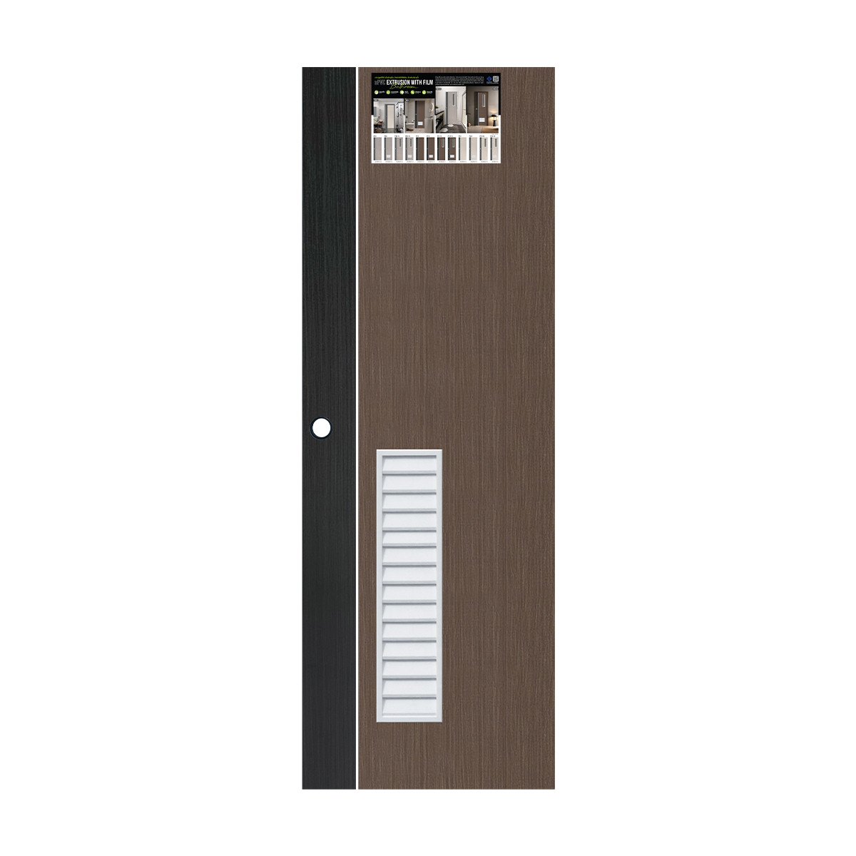 ECO-DOOR  ประตูภายใน UPVC เอ็กซ์ทรูชั่น  รุ่น PC3  ขนาด 70x200 ซม. สีเกรย์โอ๊ค (เจาะลูกบิด)
