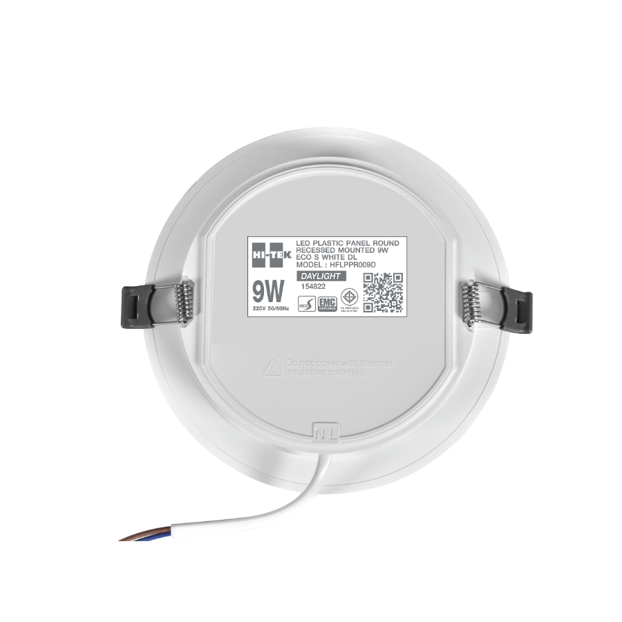 HI-TEK โคมพาเนล LED อีโค่ S ทรงกลม ขนาด 9W แบบฝังฝ้า แสงขาว