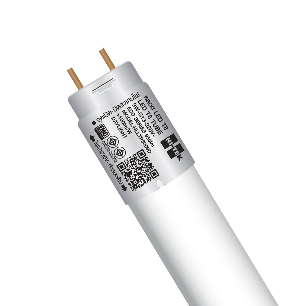 HI-TEK หลอดไฟ LED อีโค่ T8 แบบเข้าไฟ 2 ด้าน 9W แสงขาว Pack4