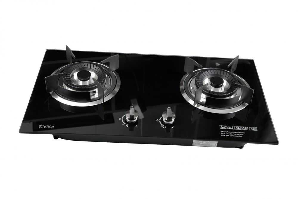 KOCH KITCHEN เตาแก๊สแบบฝังหน้ากระจก 2 หัวเตา NICASIO K-02 สีดำ