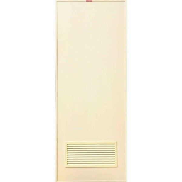 WELLINGTAN ประตูพีวีซีบานเกล็ดล่างพร้อมวงกบ รุ่น G2 ขนาด 70x180ซม. สีครีม (ไม่เจาะลูกบิด)