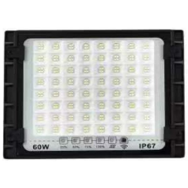 JD โคมไฟสปอร์ตไลท์โซลาร์เซลล์ 60W พร้อมรีโมท รุ่นJDTGD-8860W+รีโมท IP65 แสงวอร์มไวท์
