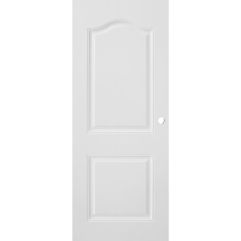 WELLINGTAN ประตูภายนอก UPVC บานทึบ2ฟักโค้ง รุ่น UPVC-UE002 ขนาด 80x200 ซม. สีไวท์โอ๊ค (เจาะลูกบิด)
