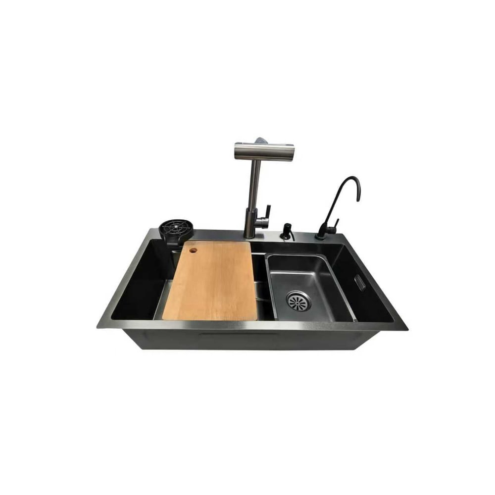 KOCH KITCHEN อ่างล้างจานฝังบน 1 หลุมไม่มีที่พัก 304SS 80X45X22 ซม. GENTLE สีดำ